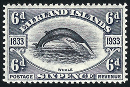 1034 FALKLAND ISLANDS/MALVINAS: Sc.70, 1933 6p. Whale, Very Fine Quality! - Falklandinseln