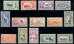 1038 FALKLAND ISLANDS/MALVINAS: Sc.107/120, 1952 Animals Etc., Cmpl. Set Of 14 Values Min - Falkland Islands