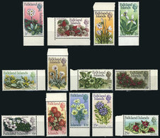 1042 FALKLAND ISLANDS/MALVINAS: Sc.210/222, 1972 Flowers, Cmpl. Set Of 13 Values, MNH, Ex - Falkland