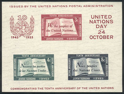 1071 UNITED NATIONS: Yvert 1, 1955 UNO 10 Years, MNH, Excellent Quality - UNO