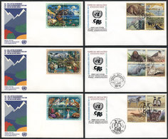1085 UNITED NATIONS: 95 MODERN And Very Thematic First Day Covers, Of The 3 Offices, Exce - ONU