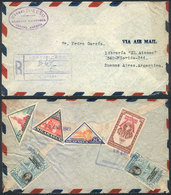 1093 NICARAGUA: Cover Franked On Reverse With 6 Different Stamps (3 Of TRIANGULAR Shape), - Nicaragua