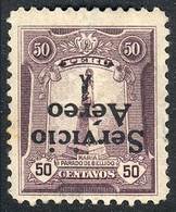 1121 PERU: Yvert 1a, 1927 50c. With INVERTED OVERPRINT Variety, Very Fine Quality, Very R - Pérou