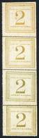 1138 PERU: Sc.Q2, 1897 2c., Rare Unused Vertical Strip Of 4, The 2 Top Stamps In Yellow, - Pérou