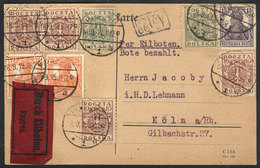1145 POLAND: Card Sent From POSEN To Köln (Germany) On 18/SE/1919 With Mixed Postage Of P - Other & Unclassified