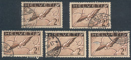 1189 SWITZERLAND: Sc.C15, 5 Used Examples, All Without Grilled Gum, Fine To Very Fine Qua - Autres & Non Classés