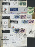 1196 SWITZERLAND: 5 Airmail Covers With Cachet Of RED CROSS In Geneve (Central Agency Of - Autres & Non Classés