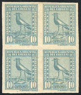 1251 URUGUAY: Sc.291, 1924 Tero Southern Lapwing 10c., IMPERFORATE BLOCK OF 4, Excellent - Uruguay
