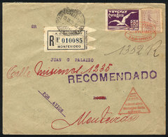 1270 URUGUAY: 15/MAR/1926 Special Flight Montevideo  - Rocha, Registered Cover Returned T - Uruguay