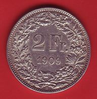 - SUISSE - 2 Francs - 1909 - Argent - - 2 Franken