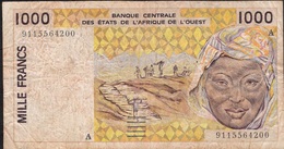 WEST AFRICAN STATES IVORY COAST P111Aa 1000 FRANCS (19)91 FINE - West African States