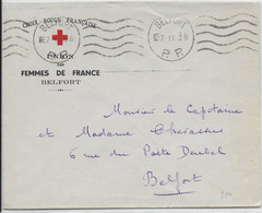 1938 - OMEC - BELFORT - MECA PP "5 LIGNES ONDULEES" Sur ENVELOPPE CROIX-ROUGE UNION DES FEMMES De FRANCE - Croix Rouge