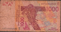 W.A.S. WEST AFRICAN STATES TOGO P815Tn 1000 FRANCS (20)14 FINE - Togo