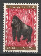 Ruanda-Urundi 1959. Scott #137 (M) Animal, Mountain Gorilla * - Unused Stamps
