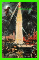 CONEY ISLAND, NY -  LUNA PARK TOWER AT NIGHT -  1906 ILLUSTRATED POST CARD & NOV. CO - - Parks & Gardens