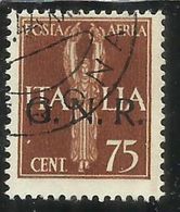 ITALIA REGNO ITALY KINGDOM 1944 REPUBBLICA SOCIALE ITALIANA RSI GNR POSTA AEREA AIR MAIL CENT. 75 USED FIRMATO SIGNED - Posta Aerea