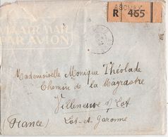 G404 - Lettre Recommandée De Abomey (Dahomey) Pour Villeneuve Sur Lot En 1949 - Briefe U. Dokumente