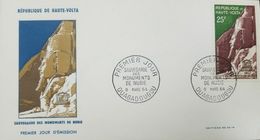 L) 1964 REPUBLIC OF UPPER VOLTA, SAFEGUARD OF MONUMENTS OF NUBIA, UNESCO, 25F, FDC - Cartas & Documentos