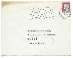 ENVELOPPE MARIANNE DE DECARIS / PARIS GARE P.L.M  / 1962 / POUR BLERE - 1961-....