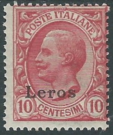 1912 EGEO LERO EFFIGIE 10 CENT MH * - I38-5 - Ägäis (Lero)