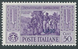 1932 EGEO LIPSO GARIBALDI 50 CENT MH * - I39-4 - Ägäis (Lipso)