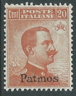 1917 EGEO PATMO EFFIGIE 20 CENT MH * - I38-6 - Egée (Patmo)