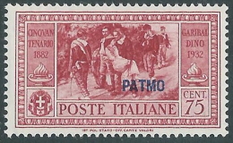 1932 EGEO PATMO GARIBALDI 75 CENT MH * - I39-6 - Egée (Patmo)