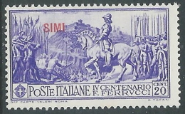 1930 EGEO SIMI FERRUCCI 20 CENT MH * - I39-8 - Aegean (Simi)