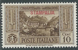 1932 EGEO STAMPALIA GARIBALDI 10 CENT MH * - I39-9 - Egeo (Stampalia)