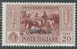 1932 EGEO STAMPALIA GARIBALDI 20 CENT MH * - I39-9 - Aegean (Stampalia)