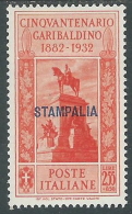 1932 EGEO STAMPALIA GARIBALDI 2,55 LIRE MH * - I39-9 - Ägäis (Stampalia)