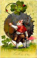 CPA Gnomes Lutins Nains Gnome Circulé Champignon Coccinelle - Märchen, Sagen & Legenden