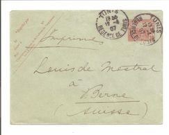 Tunis/Regence De Tunis-DAGUIN-Entier Postale 1907 Pour La Suisse - Covers & Documents