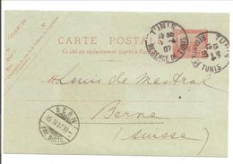 Tunis/Regence De Tunis-DAGUIN-Entier Postale 1907 Pour La Suisse - Storia Postale