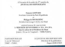 CARTON INVITATION FRANCOIS LEOTARD SG PARTI REPUBLICAIN RECOIT - Réceptions