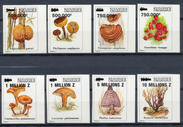 Zaire 1993 Mushrooms Good Set Of OVERPRINTED Imperforate  Stamps Very Fine MNH - Ongebruikt