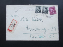 Böhmen Und Mähren 1942 Einschreiben Prag 6 4280 MiF Nr. 89 Unterrandpaar! + Nr. 103 Nach Hamburg. Bedarf! - Storia Postale