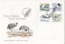 ENVELOPPE FDC PREMIER JOUR SERIE TIMBRES OISEAUX DE SUEDE 2001 Y&T N° 2210 A 2213 - Used Stamps