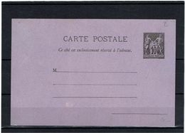 CTN27 - CP SAGE 10c  4 LIGNES "P" SUR  "M" - Standard Postcards & Stamped On Demand (before 1995)