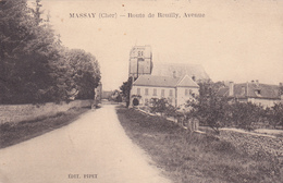 18. MASSAY. CPA .RARETE .ROUTE DE REUILLY. ANNEE 1923 + TEXTE - Massay