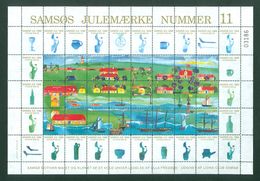 Denmark. Christmas Sheet Local Samso # 11 Lions Club 1989. Lighthouse,Sailship - Fogli Completi