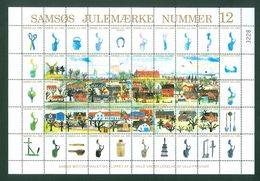 Denmark. Christmas Sheet Local Samso # 12. 1990. Town: Brundby. Windmill,Ferry - Full Sheets & Multiples