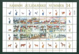 Denmark. Christmas Sheet Local Samso # 14. 1992. Town: Pillemark. Animals,Dog - Ganze Bögen