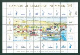 Denmark. Christmas Sheet Local Samso # 16. 1994. Marup Harbor. Ships - Fogli Completi