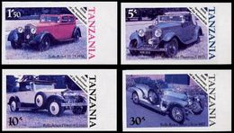 TANZANIA 1986 Automobiles Cars Rolls Royce MARG.PROOFS:4 Stamps CYAN:no Yellow [épreuve Prueba Druckprobe Prova9 - Cars