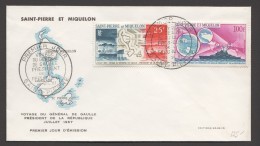 1967  Visite Du Président De Gaulle  Carte Des Iles, Croiseur Colbert  PA 38, 39 Sur FDC - FDC