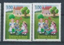 [20] Variétés : N° 3253 Comtesse De Ségur Filet à Papillon Orange Au Lieu De Rouge + Normal  ** - Unused Stamps
