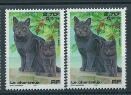 [20] Variétés : N° 3283 Chat Chartreux Double-frappe De L'image + Normal  ** - Unused Stamps