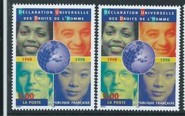 [20] Variétés : N° 3208 Droits De L'homme Terre Violette Au Lieu De Bleue + Normal  ** - Unused Stamps