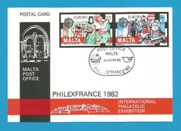 Malta 1982  Mi.Nr. 661 / 662 , EUROPA CEPT , Historische Ereignisse - Ganzsache - S Stempel  Philexfrance 21.VI.1982 - Malta